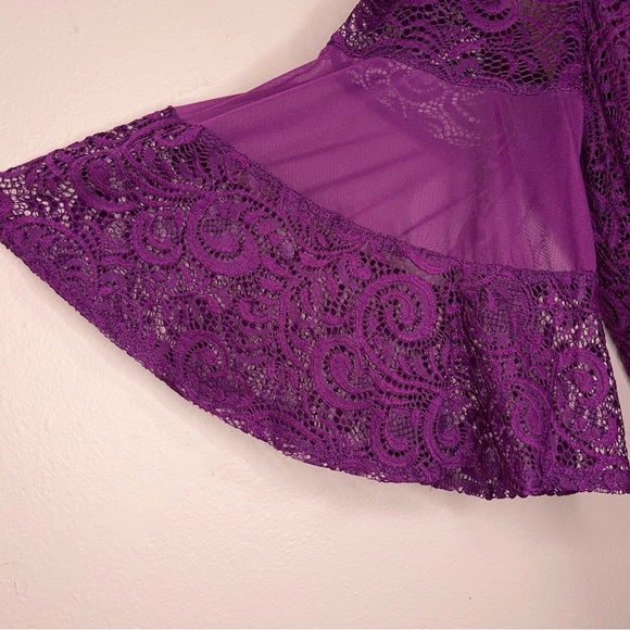 Size 22/24 Lane Bryant Purple Fuchsia Dress Lined Event Bell Sleeve Party Plus - Picture 8 of 16